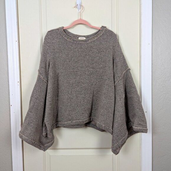 Sundance | Gray Bell Sleeve Cropped Sweater Large - Picture 1 of 8